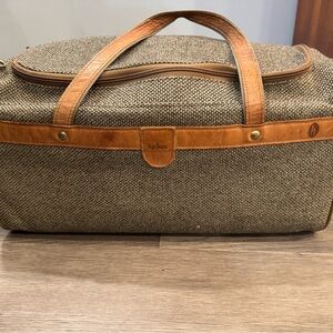 Hartmann Brown Tweed Weekend duffel bag, train case and black canvas brief case